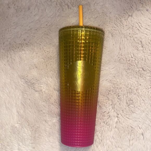 Starbucks Cold Cup Tumbler Venti 24 oz Summer 2022 (Lemon Pink Gradient) - Picture 1 of 6